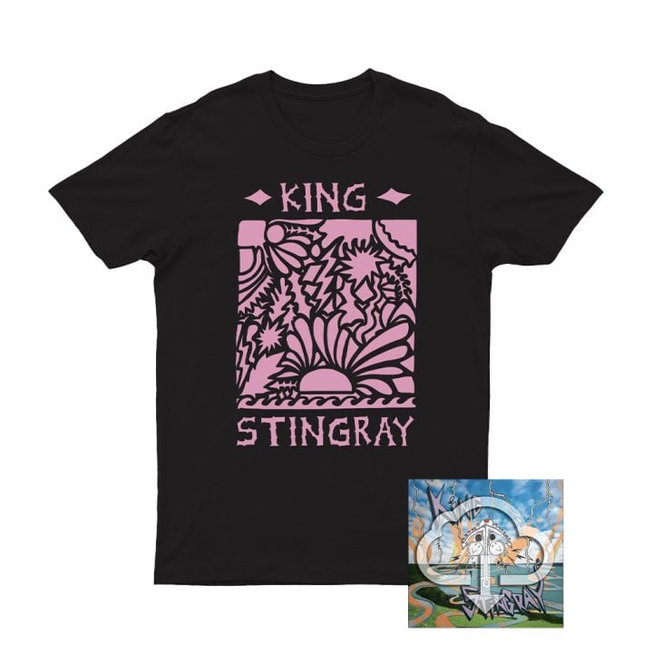King Stingray Pink Forest Design Black Tshirt + Digital Download