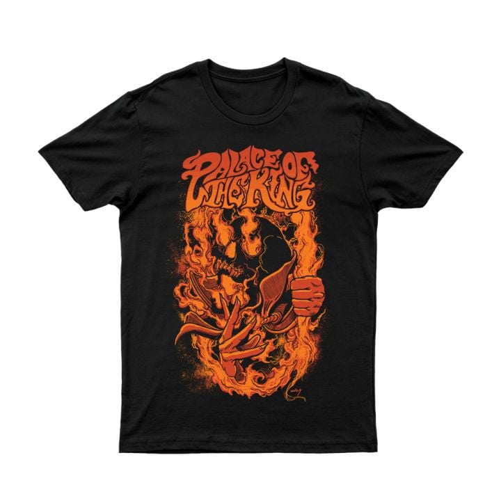 Palace Of The King Flame Skull Black Tshirt
