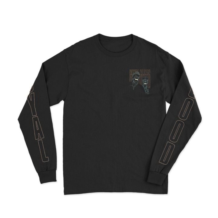 Skeleton Pocket Grid Long Sleeve T-shirt