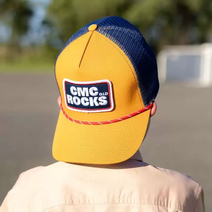 Block Logo Orange/Navy Trucker Cap