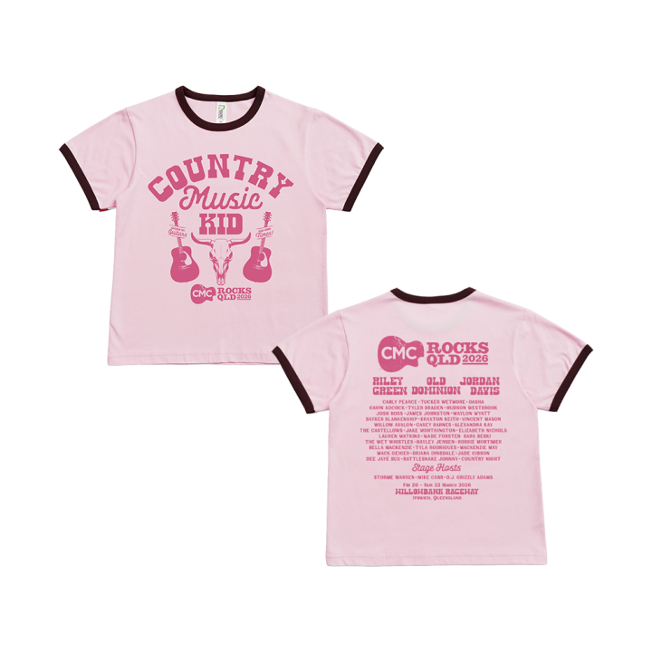 Country Music Kid Pink/Brown Ringer