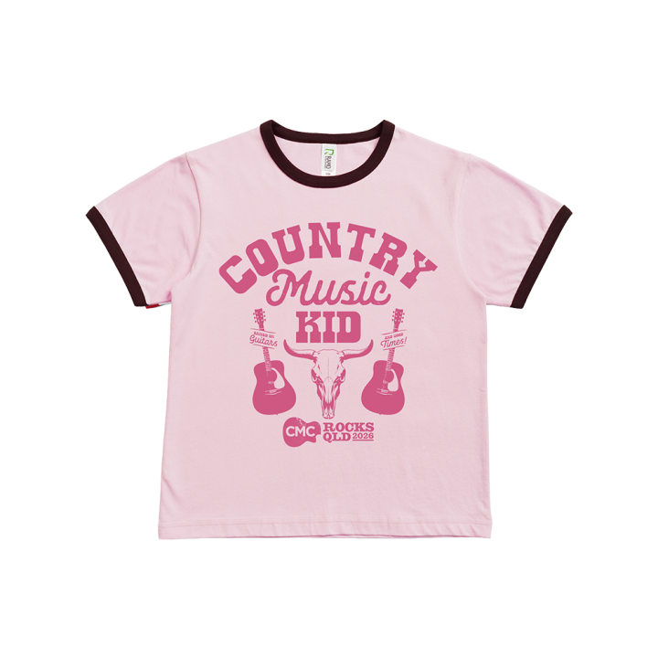 Country Music Kid Pink/Brown Ringer