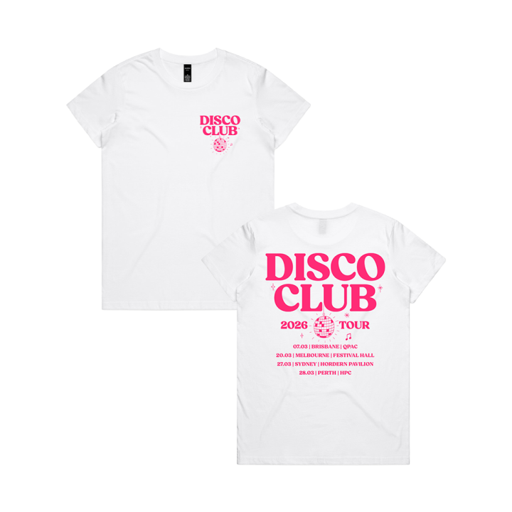 STACKED TEXT TOUR WHITE TSHIRT