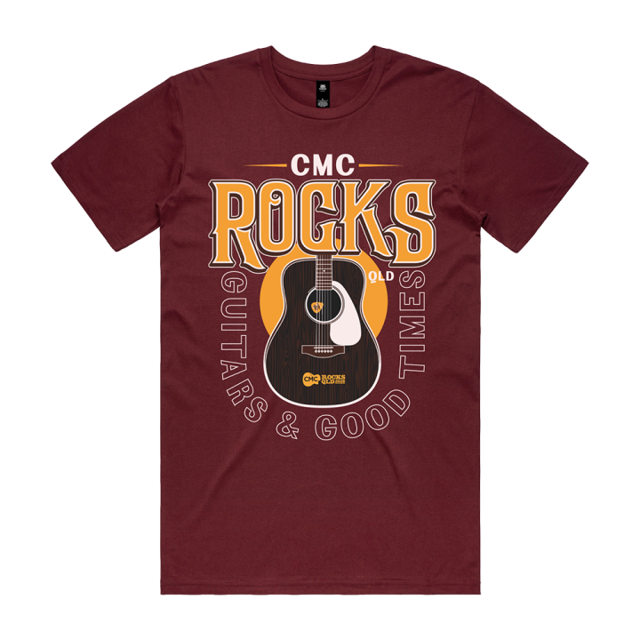 Guitar Silhouette Unisex Burgundy Tshirt