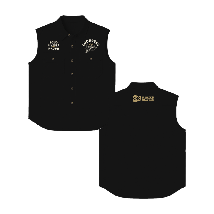 Loud Rowdy &amp; Proud Mens Black Sleeveless Workshirt