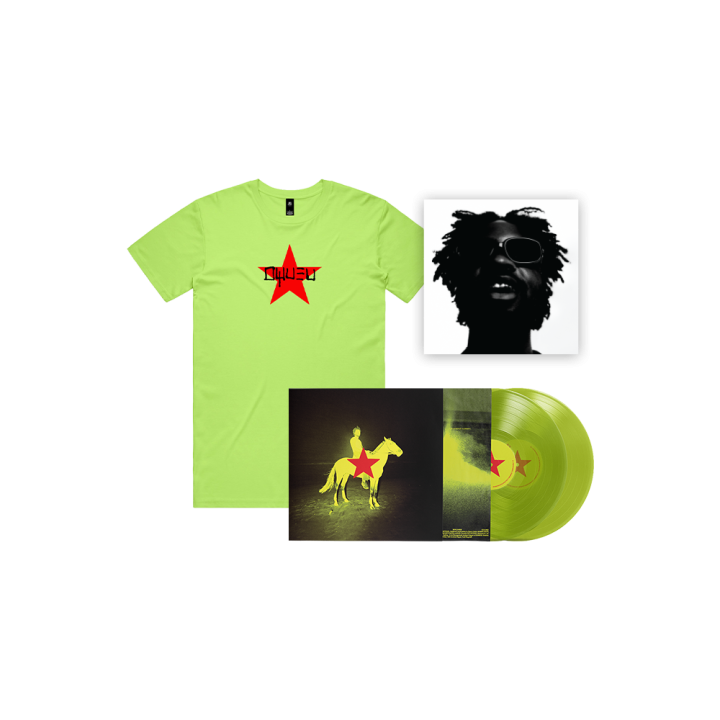 Redstar Wu &amp; The Worldwide Scourge - Transparent Fluoro Yellow Vinyl 2LP + Fluoro Logo Tshirt