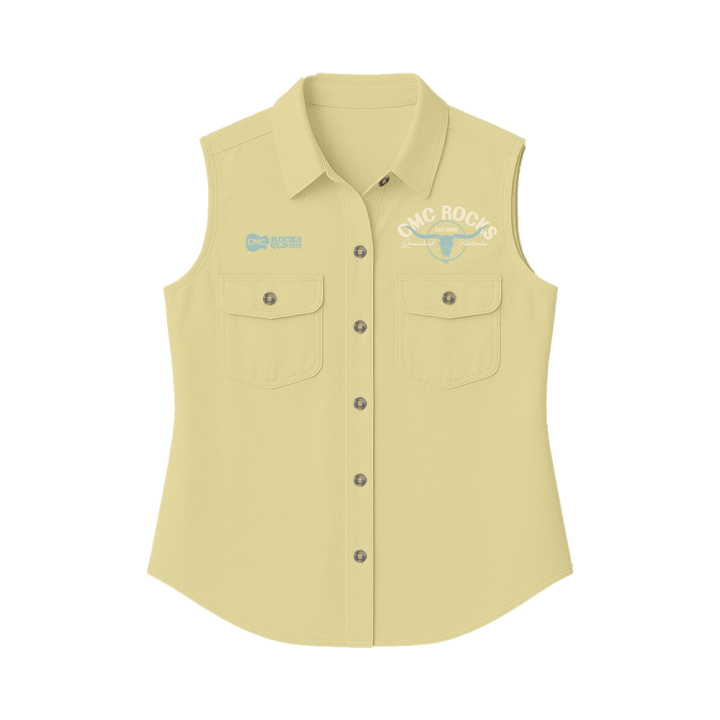 Skull Ladies Yellow Sleeveless Workshirt