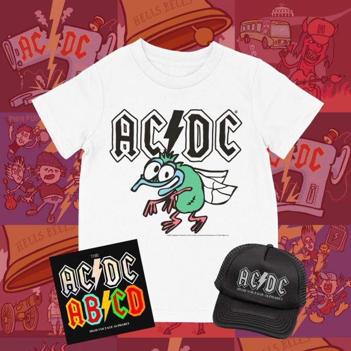 AC/DC Kids Alphabet Book + Fly On The Wall White Tshirt + Cap