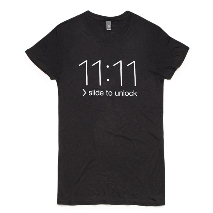 Slide To Unlock Black Ladies Tshirt