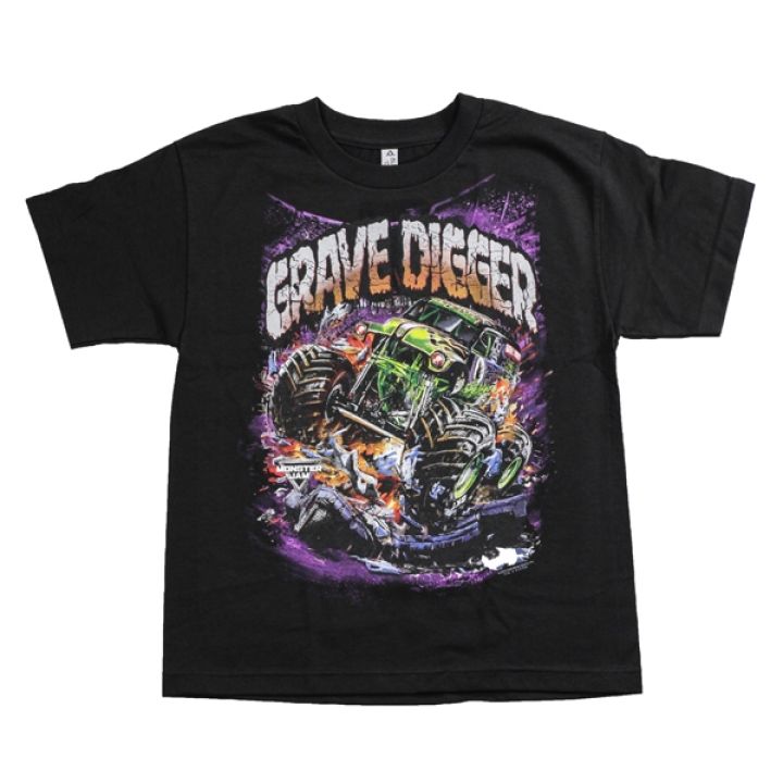 Grave Digger Attack Youth Black Tee