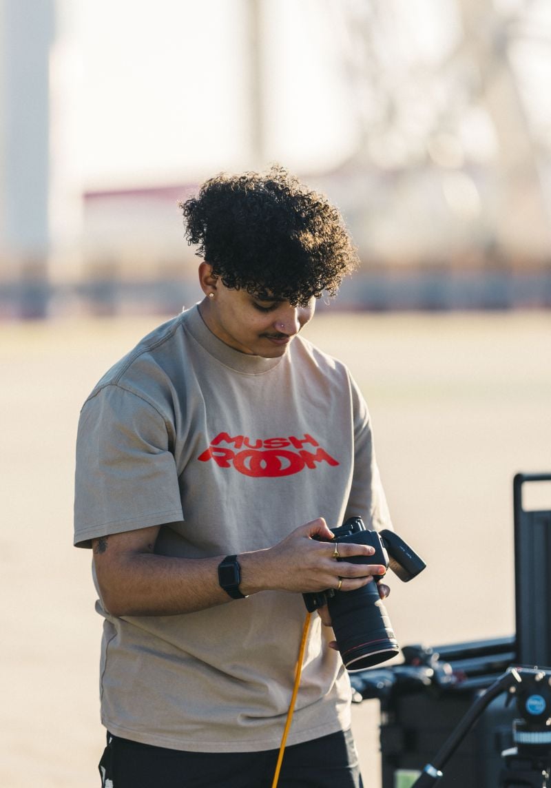 Mushroom Y2K Faded Khaki Tshirt