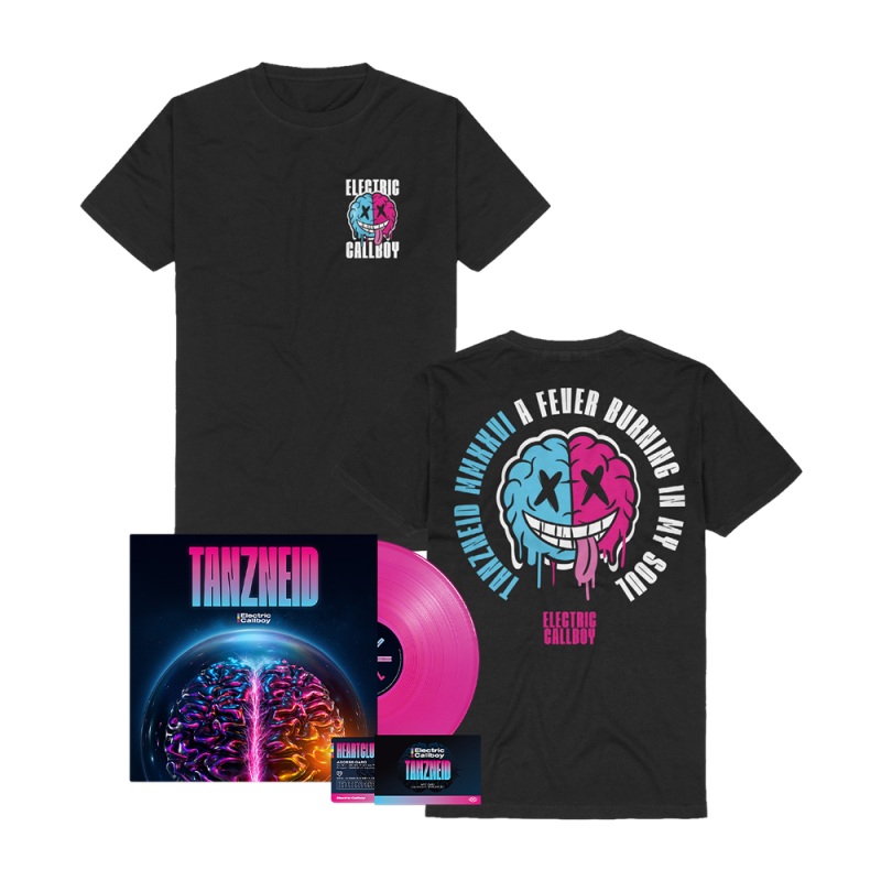 TANZNEID Limited Edition Neon Pink Vinyl 1LP + NFC Fan Card + Soul Brain Tshirt by Electric Callboy