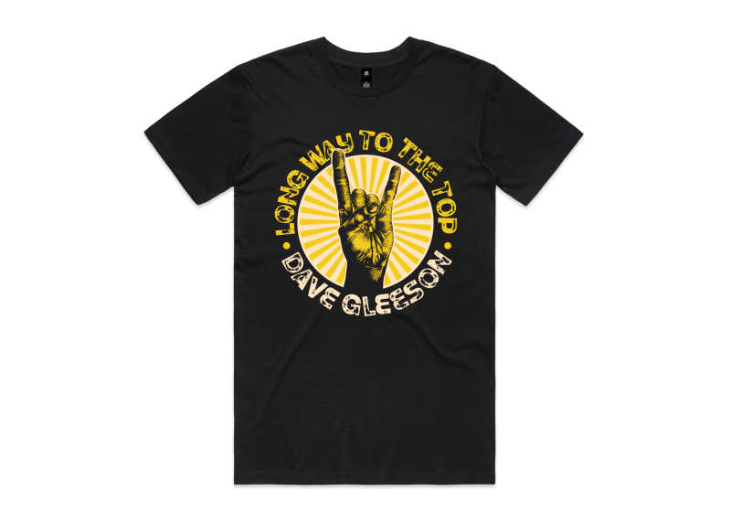 Dave Gleeson - Long Way To The Top Black Tshirt by The Screaming Jets