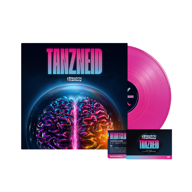 TANZNEID Limited Edition Neon Pink Vinyl 1LP + NFC Fan Card + Melting Brain White Tshirt by Electric Callboy