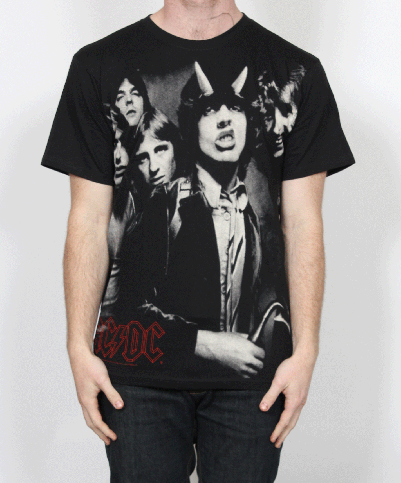 Highway To Hell Large Print Black Tshirt by AC DC