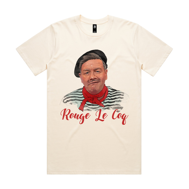 JOHN LE CAMEMBERT/Rouge Le Coq Ecru Tshirt by Lawrence Mooney