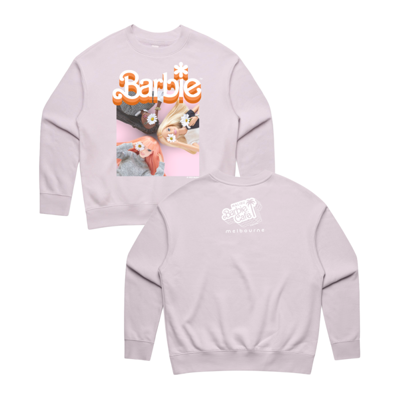 Women's Orchid sweater barbie dolls by Melbourne Malibu Barbie Cafe
