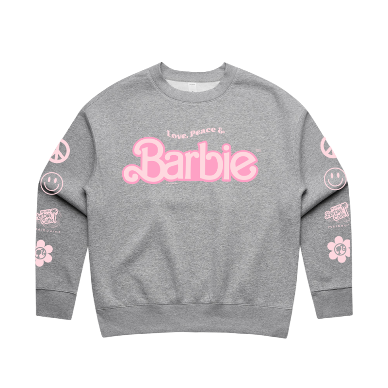 Women's grey sweater Love Peace by Melbourne Malibu Barbie Cafe