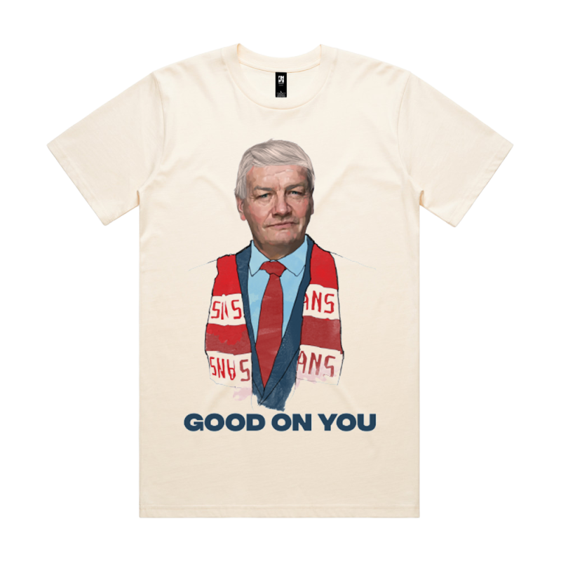MALCOLM/Good On You Ecru Tshirt by Lawrence Mooney