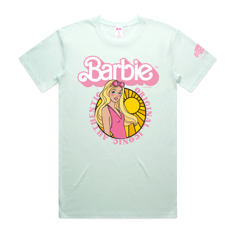 Adults Sunshine Barbie Seafoam Tshirt by Melbourne Malibu Barbie Cafe