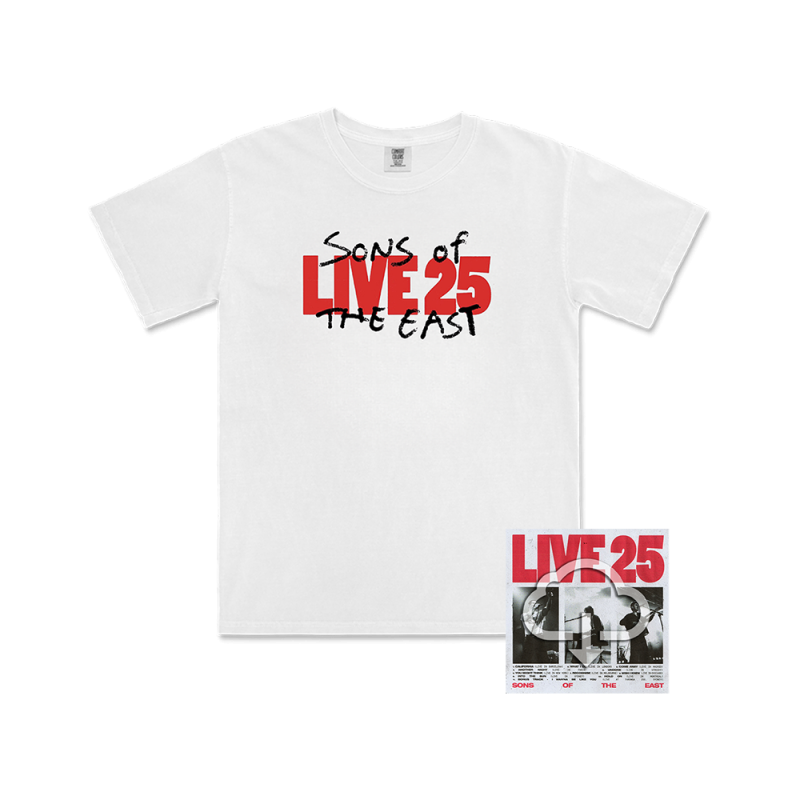 Live 25 White Tshirt + Digital Download by Sons Of The East