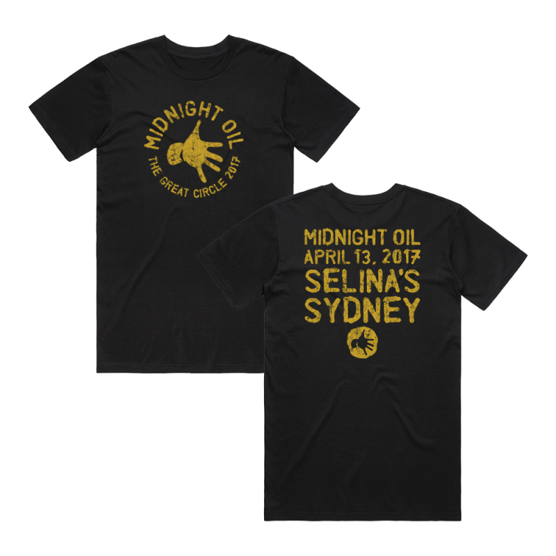 Head Injuries Live at Selina's Original Event Tshirt (Yellow Print/Black Garment) by Midnight Oil