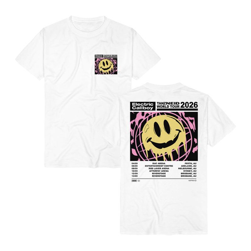 TANZNEID AUSTRALIA SMILE WHITE TSHIRT by Electric Callboy