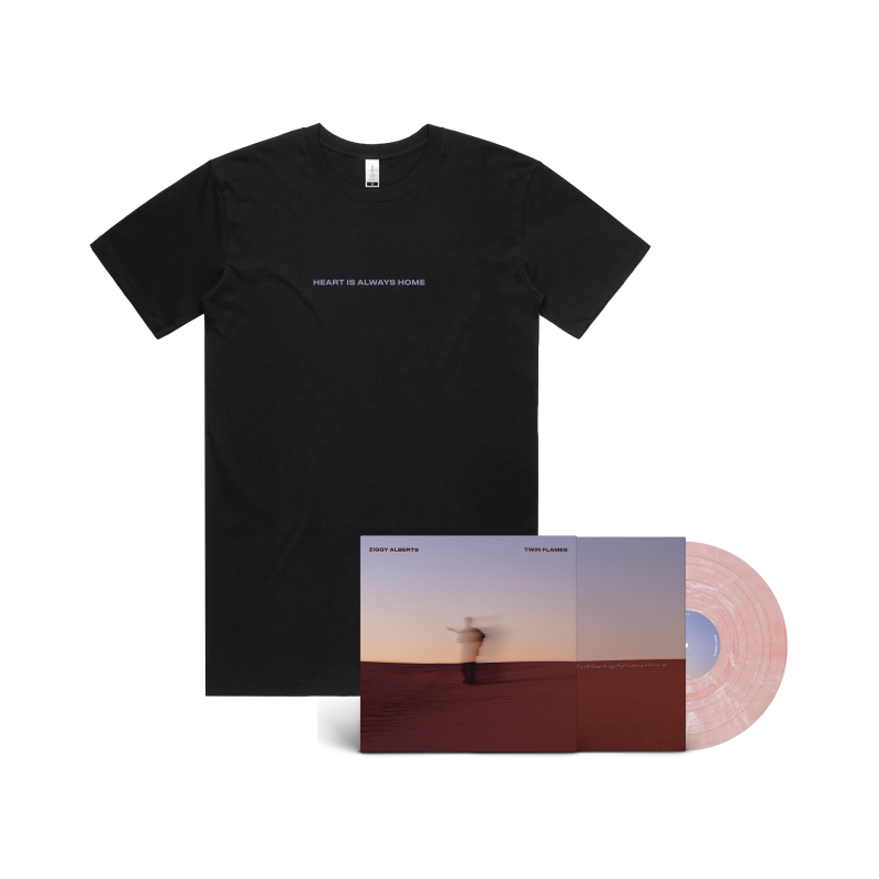 Twin Flames - Powder Pink Vinyl LP + Black Tshirt by Ziggy Alberts