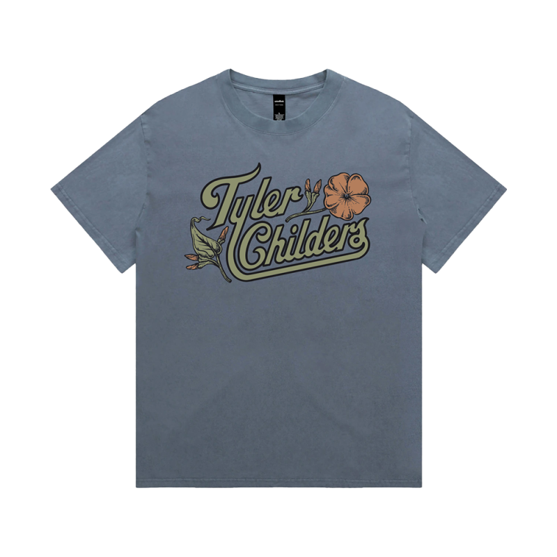 Flower Logo Faded Indigo Tshirt by Tyler Childers