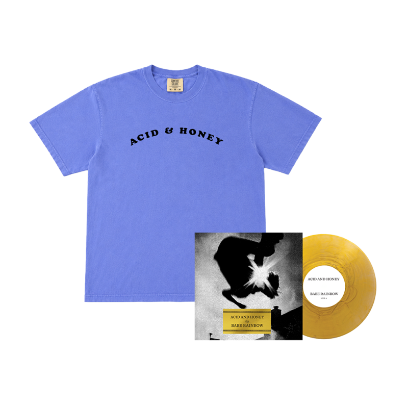Acid & Honey Flock Font Tshirt + Gold Vinyl LP by Babe Rainbow