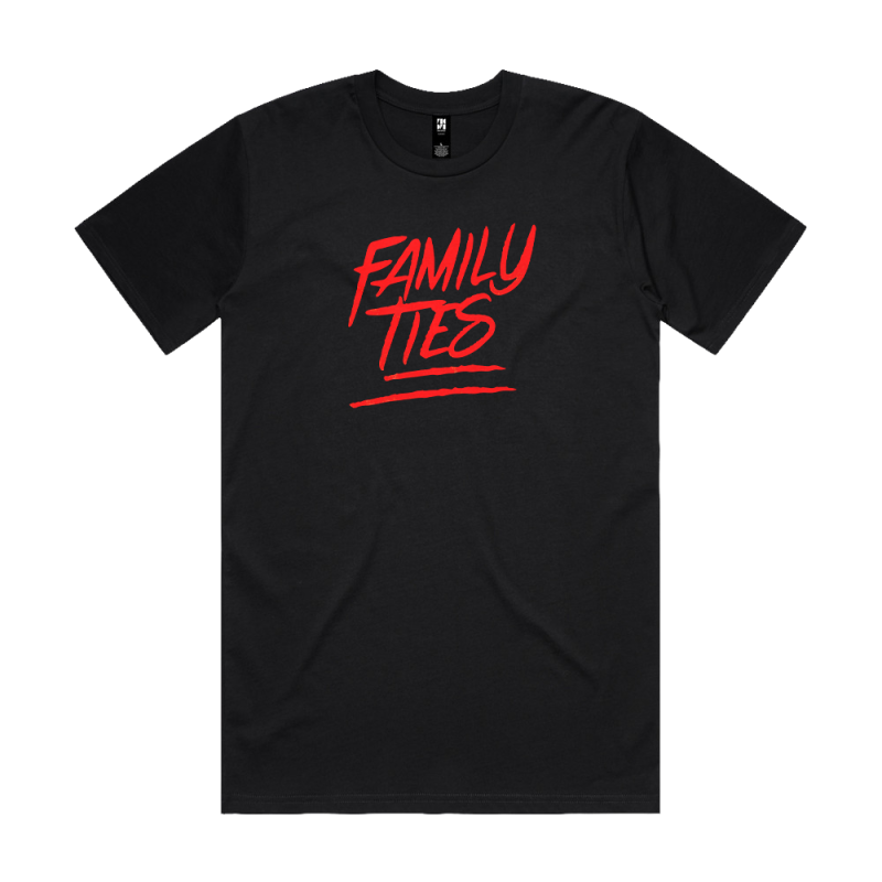 FAMILY TIES RED LOGO BLACK TSHIRT by ChillinIt