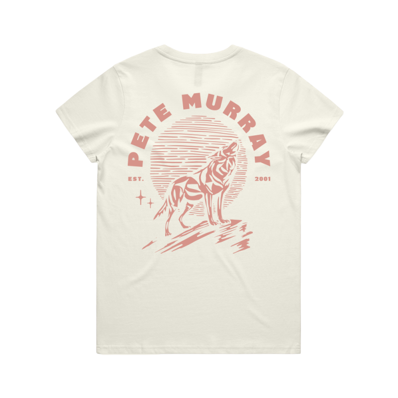 Wolf Ecru Ladies Tshirt by Pete Murray