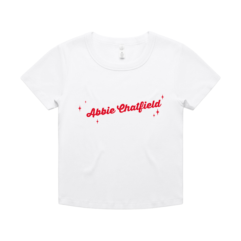 SPARKLE LOGO WHITE BABY TSHIRT by Abbie Chatfield