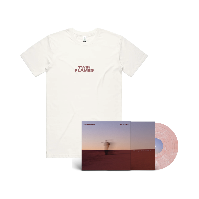 Twin Flames - Powder Pink Vinyl LP + Natural Tshirt by Ziggy Alberts