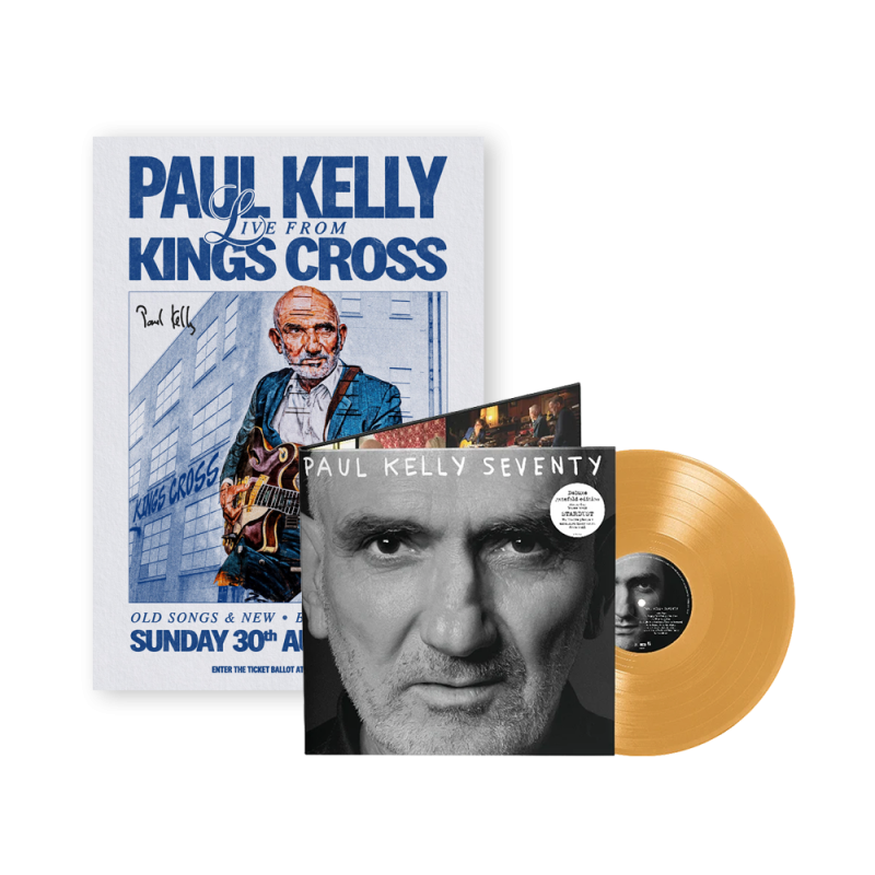 Signed Event Poster + Seventy Deluxe Gold LP by Paul Kelly
