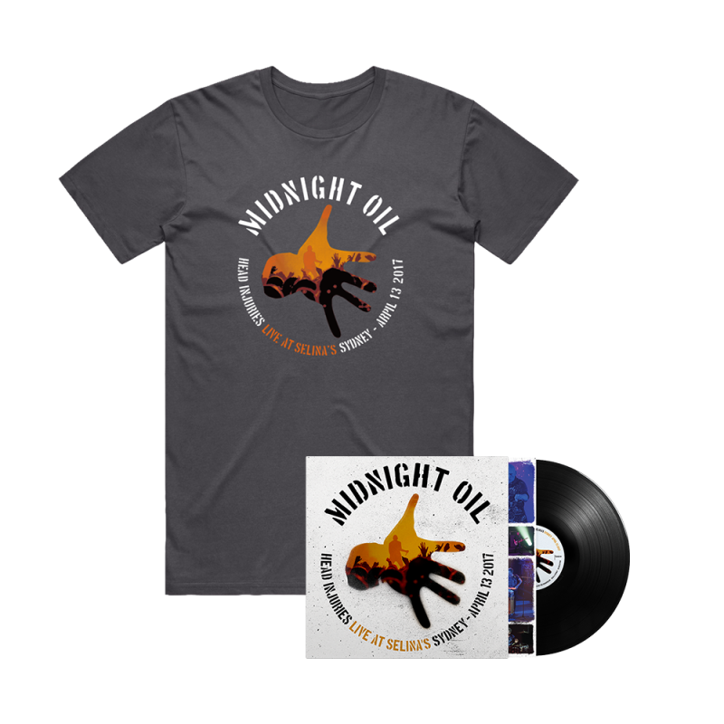 Head Injuries (Live At Selina's) Vinyl LP + Charcoal Tshirt by Midnight Oil