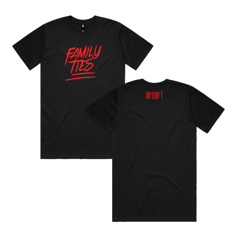 FAMILY TIES RED LOGO BLACK TSHIRT by ChillinIt