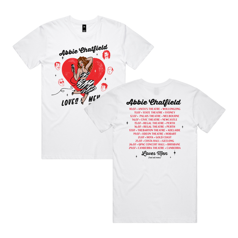 LOVES MEN TOUR WHITE TSHIRT by Abbie Chatfield