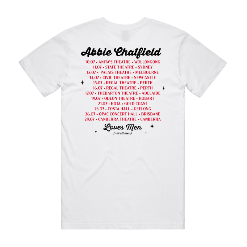 LOVES MEN TOUR WHITE TSHIRT by Abbie Chatfield