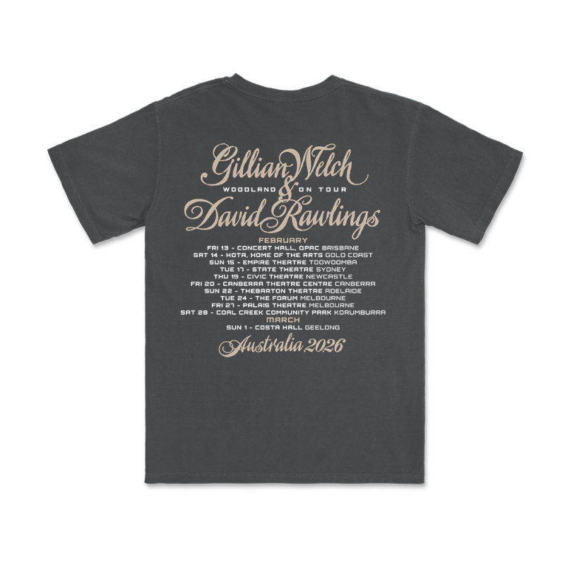 Tour 2026 Graphite Tshirt by Gillian Welch & David Rawlings