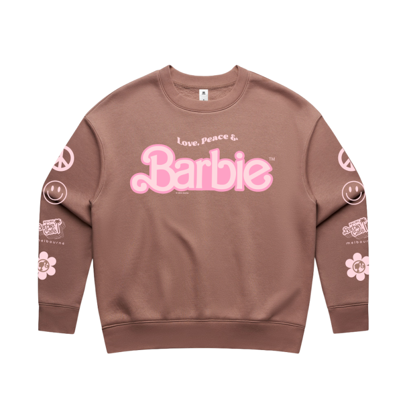 Women's hazy pink sweater Love Peace by Melbourne Malibu Barbie Cafe
