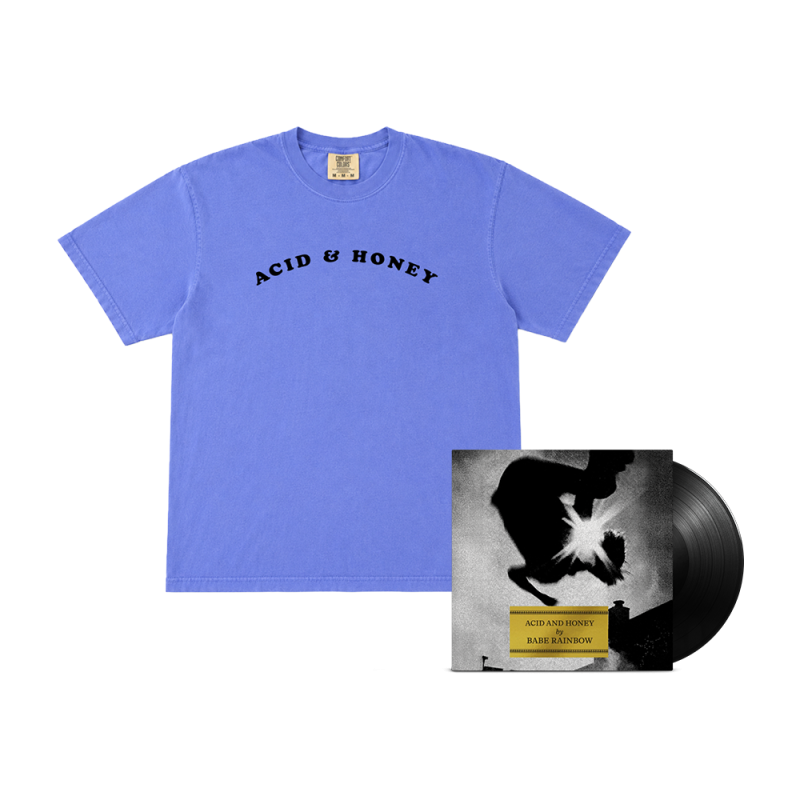 Acid & Honey Flock Font Tshirt + Black Vinyl LP by Babe Rainbow