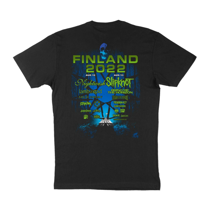 Finland 3 Skulls 2022 Tour Black Tshirt by Knotfest