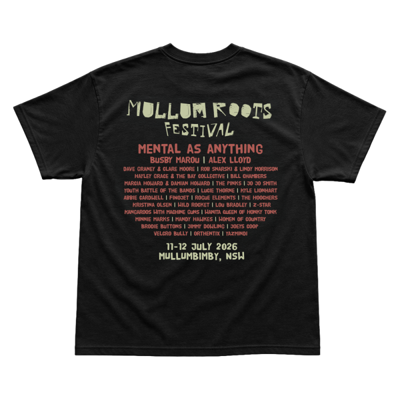 Event Black Tshirt by Mullum Roots Festival