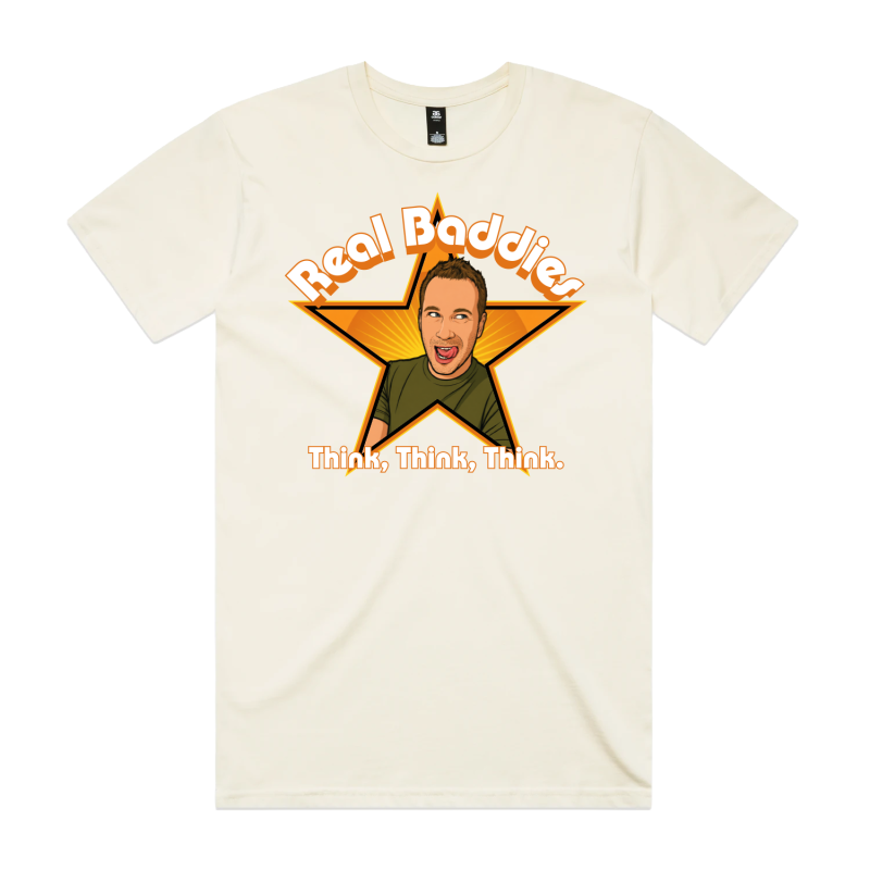 Real Baddies Think Think Think - Ecru Tshirt by Jake Howie