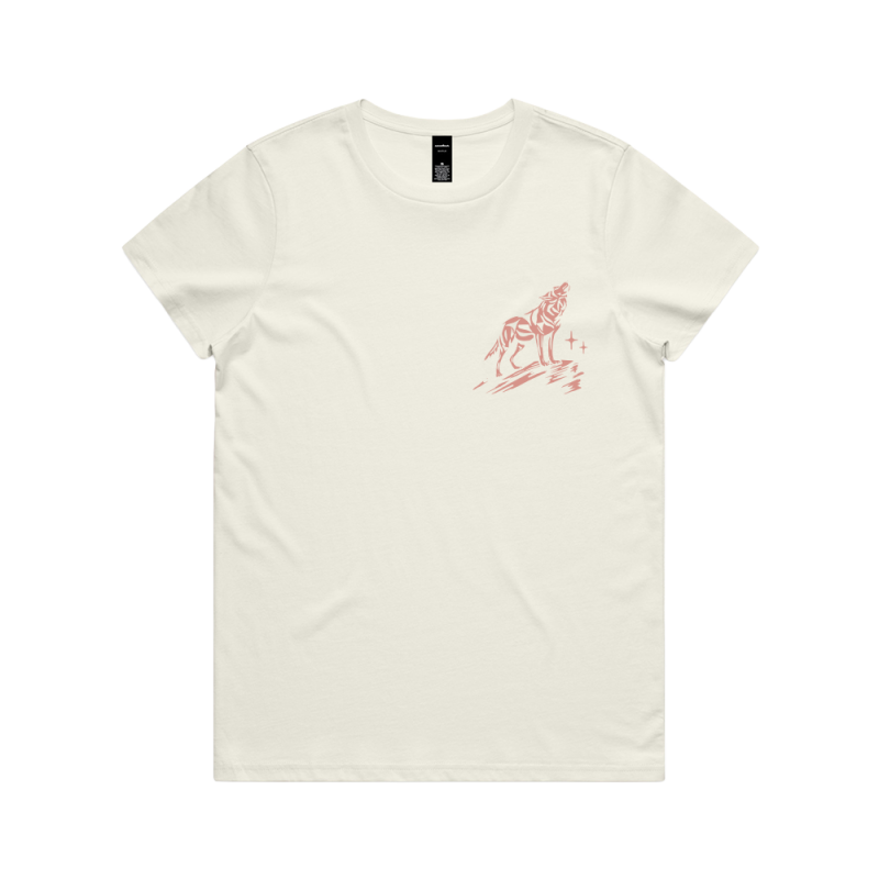 Wolf Ecru Ladies Tshirt by Pete Murray