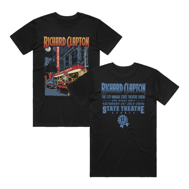State Theatre Event Black Tshirt by Richard Clapton