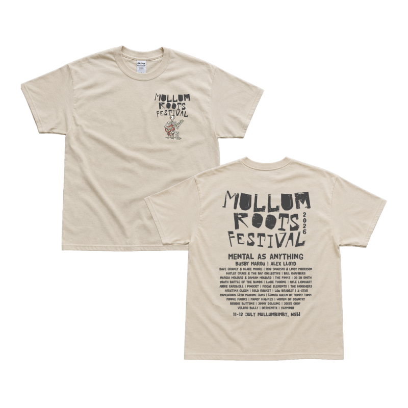 Event Sand Tshirt by Mullum Roots Festival