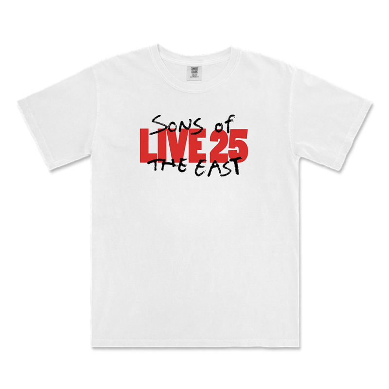 Live 25 white Tshirt by Sons Of The East