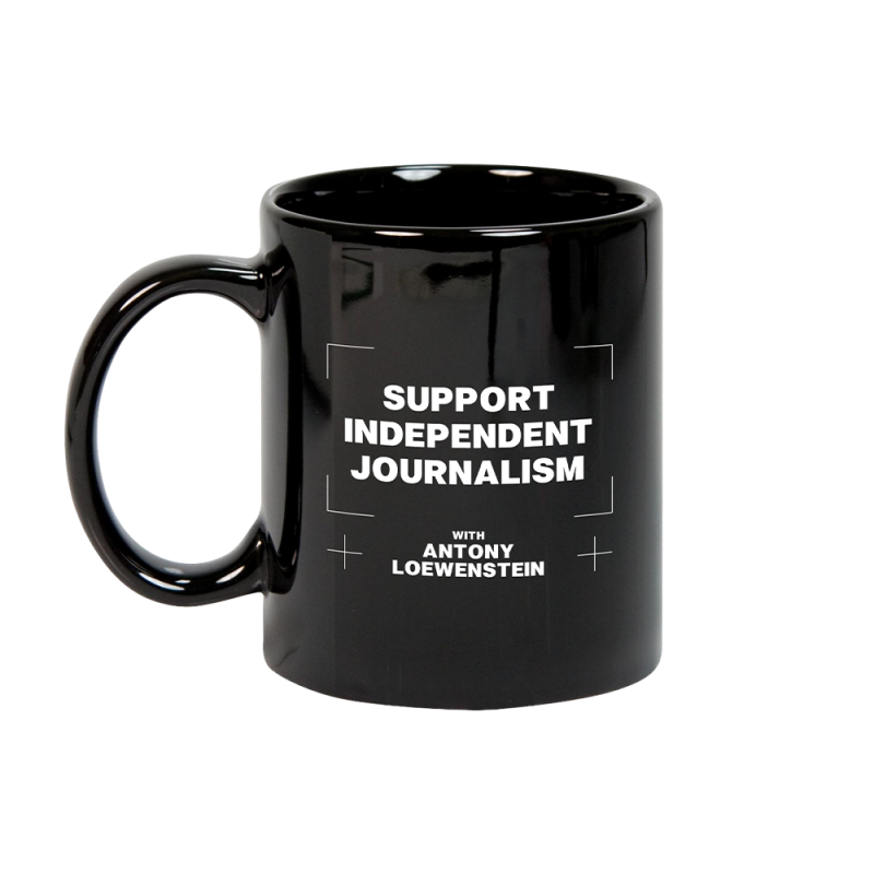 Critiquing Human Rights Violations Black Mug by Antony Loewenstein